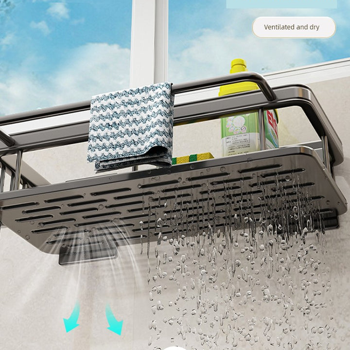 Punch-Free Wall-Mounted Drain Basket Handy Gadget Rag Rack